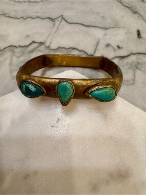 Free People Gold-Tone Cuff Bracelet with Turquoise Teardrop Stones